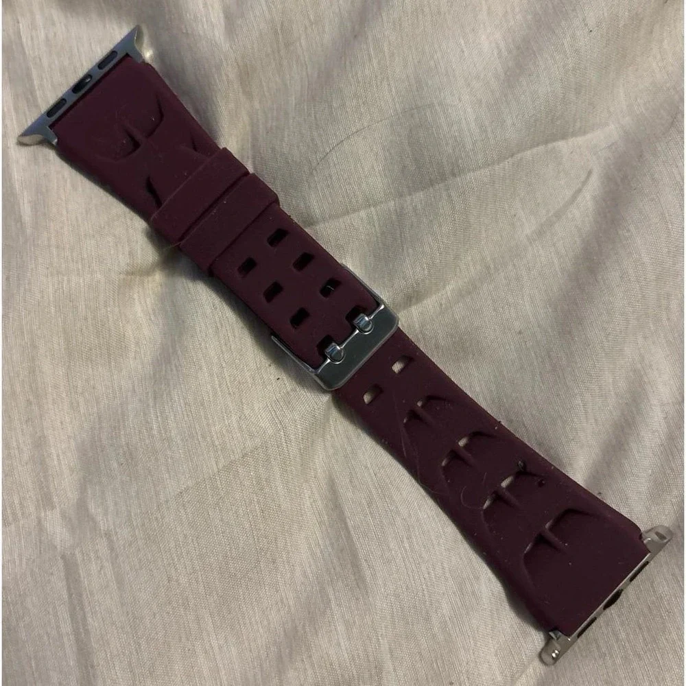 NEW Breathable Burgundy Silicone Buckled Band for Apple Watch 42mm/44mm/45mm